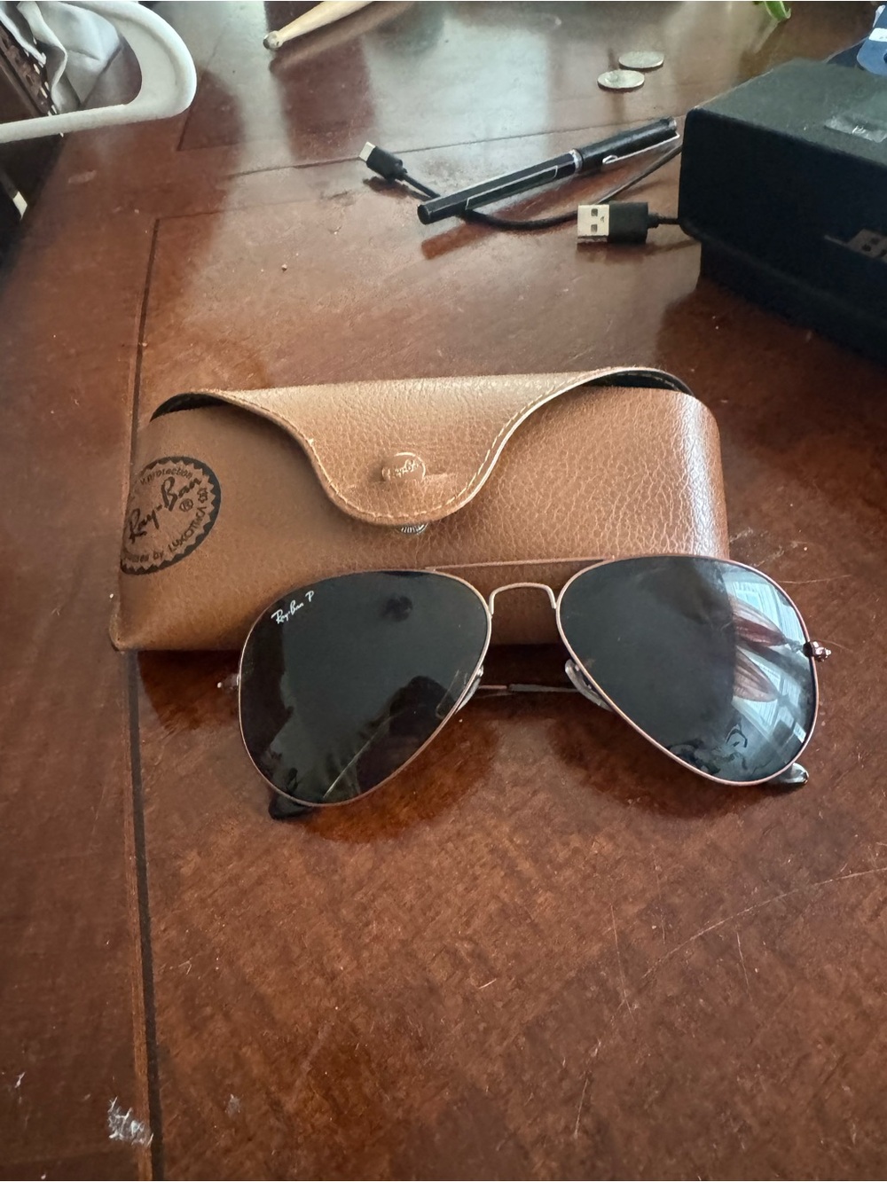 Ray-Ban Aviator Sunglasses - Silver Frame, Black Lenses